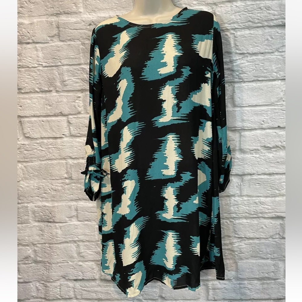 NWT Bel Kazan Women's Aries Shift Dress In Oasis Wind Abstract Print Sz Small